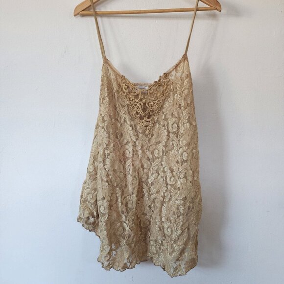 Cinema Etoile Lingerie Gold Lace Silk Large - Picture 1 of 5